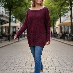 Express Women's Deep Red Knit Top